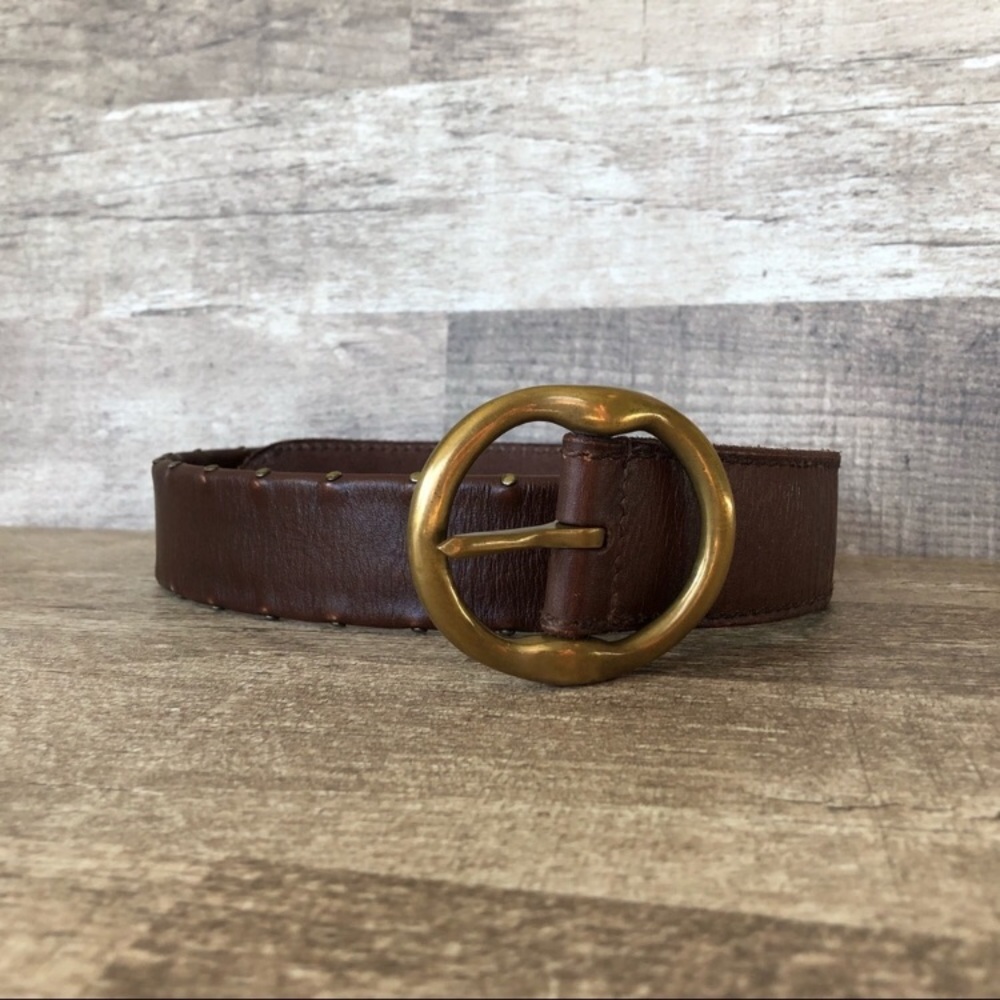 Lucky Brand Brass & Brown Leather Belt